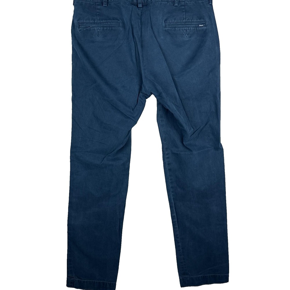 Polo Ralph Lauren Chino Pants Mens 34x32 Navy Blue Straight - Picture 2 of 9
